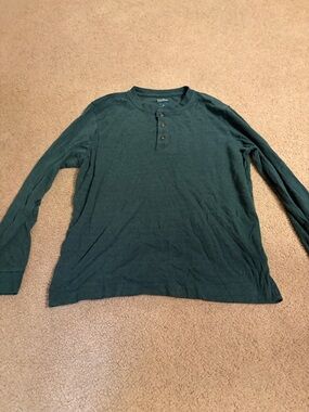 croft & barrow Dark Green Long-Sleeve Henley Shirt